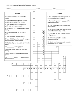 Ownership Crossword  Form