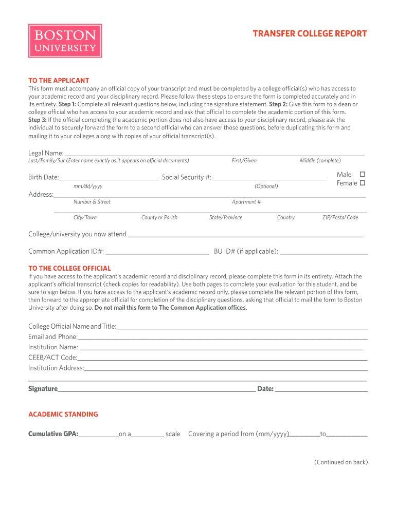 College Report  Form