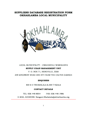 Okhahlamba Local Municipality Database Forms