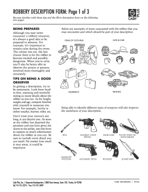 Robbery Description Form