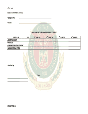 Cash Flow by Quarter and Payment Schedule  Form