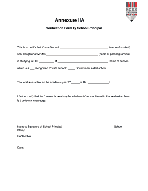 Application Form with Signed Verification Report of College Principal