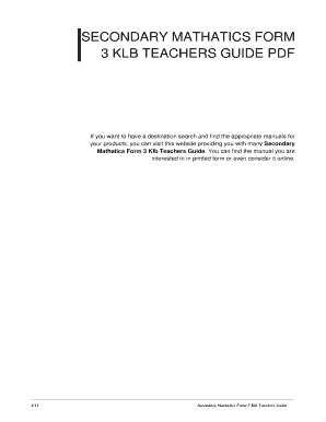 Klb Mathematics Form 3 PDF