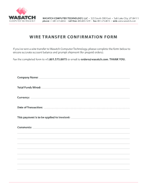 Transfer Confirmation Slip  Form