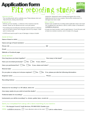 Recording Studio Application Form