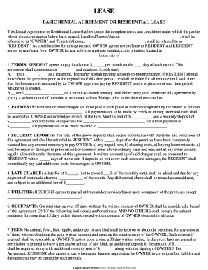 basic rental agreement or residential lease fill out and sign printable pdf template signnow