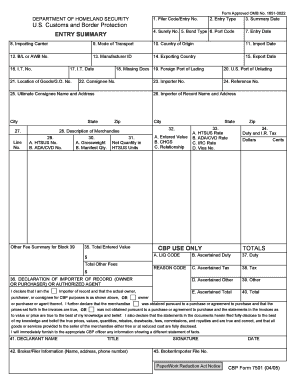 Form Approved Omb No 1651 0022 Form