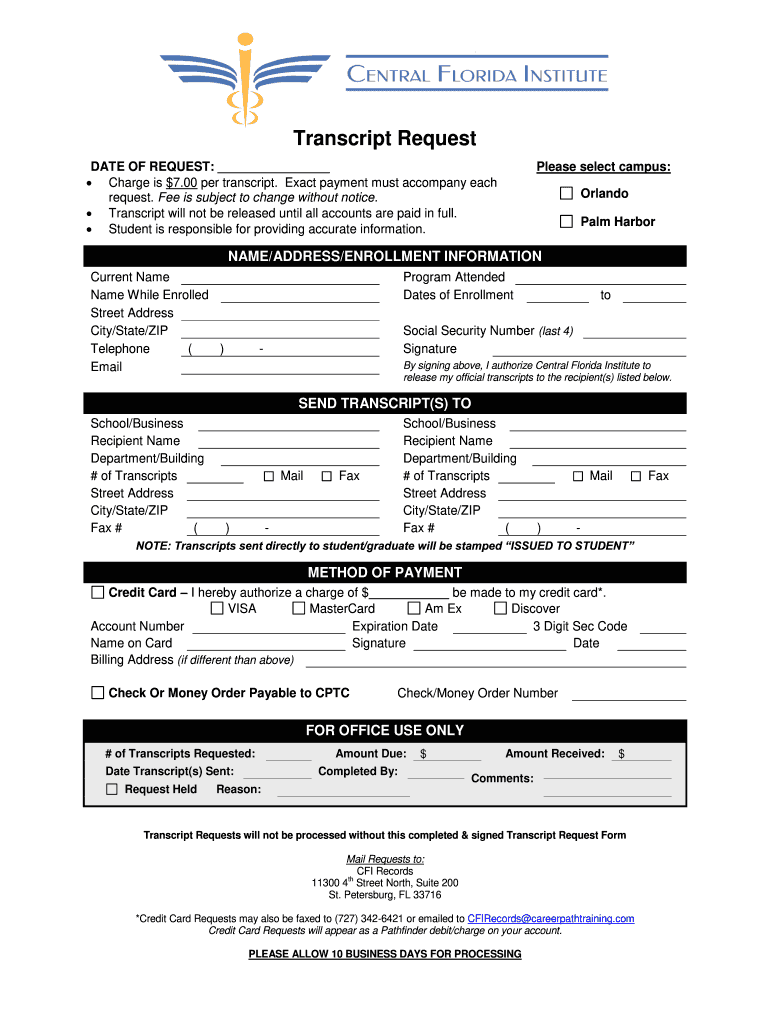 Central Florida Institute  Form