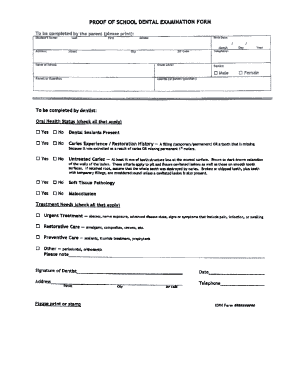 School Dental Form