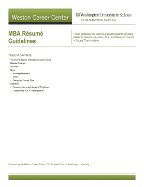  MBA Resume Guidelines in Supply Chain Students 2013-2024