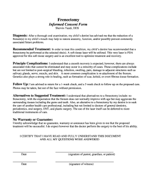 Frenectomy Consent Form