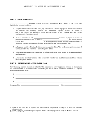 Accountable Plan Template Excel  Form