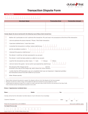 Dubai First Dispute Form