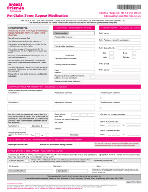 Animal Friends Claim Form - Fill Out and Sign Printable PDF Template |  signNow