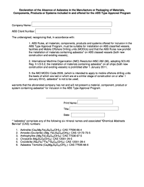 Asbestos Declaration Letter Sample  Form