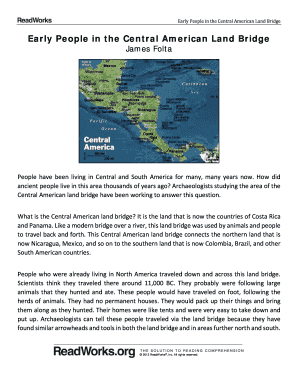 What is the Central American Land Bridge Answer Key  Form