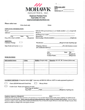 Mohawk Employee Handbook  Form