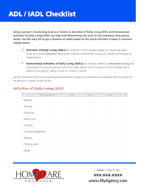 Adl and Iadl  Form