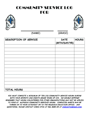 COMMUNITY SERVICE LOG Saint Aloysius Church  Form