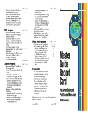 Master Guide Requirements Card PDF  Form