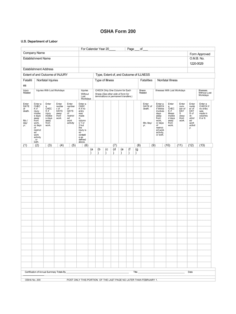 Osha Form 200