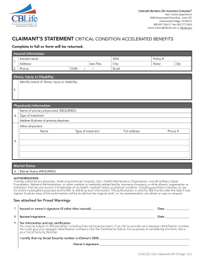 Colorado Bankers Life Insurance  Form