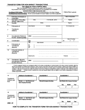 Transfer Form for Non Market Transactions