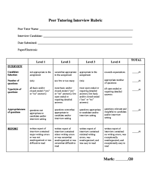 Interview Rubric Template  Form