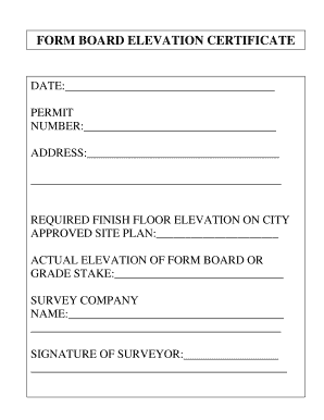 Form Board Elevation Certificate