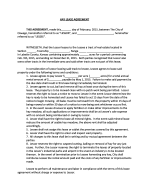 Sample Hay Agreement  Form