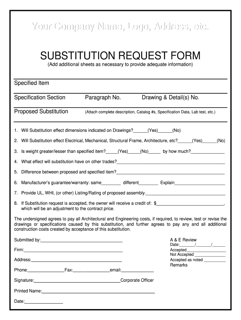 Substitution Request Form Template