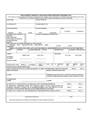 Seafarers Medical Examination Form