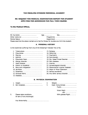 Mwalim Nyerere Medical Certificate Form