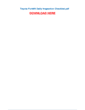 Toyota Forklift Checklist PDF  Form
