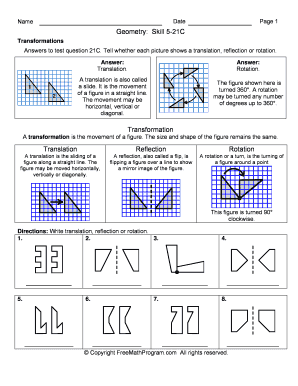 Transformation Translation Reflection Rotation