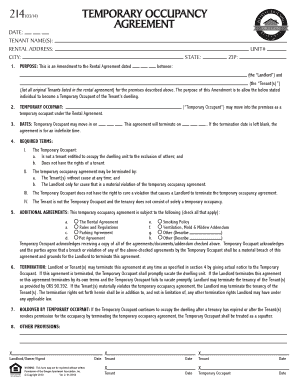 Temporary Occupancy Agreement Form