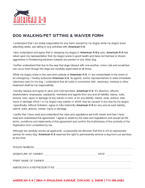 Pet Sitting Waiver Form