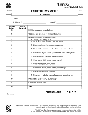 Rabbit Showmanship Scorecard  Form