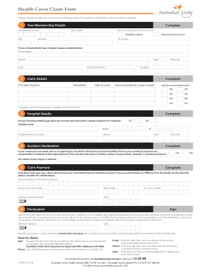 Health Cover Claim Form Australian Unity