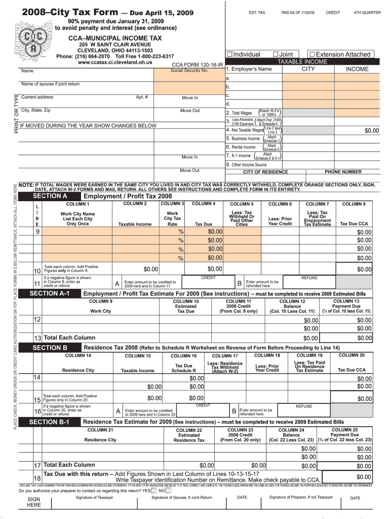 Get and Sign CCA Tax Interactive Form Ccatax Ci Cleveland Oh 2008-2022