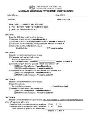 Printable Msp Questionnaire  Form