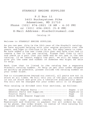 Starbolt Hit and Miss Engine Parts  Form