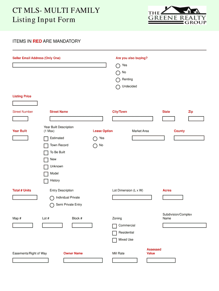 CT MLS MULTI FAMILY Listing Input Form  Filesusmrecom