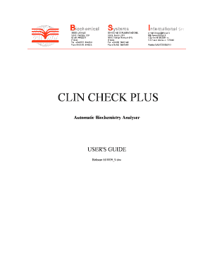 CLIN CHECK PLUS Biochemical Systems International Srl  Form