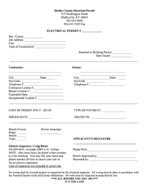 Shelby County Ky Electrical Inspector  Form