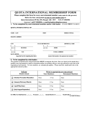 Quota Form