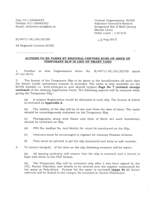 Echs Temporary Slip Download  Form