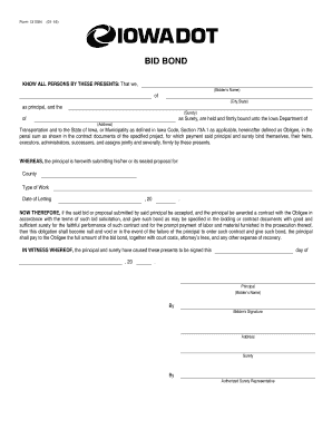 Iowa DOT&#039;s Bid Bond Form 131084
