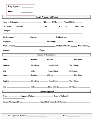 Bond Approval Form Roche Surety Casualty Co Inc