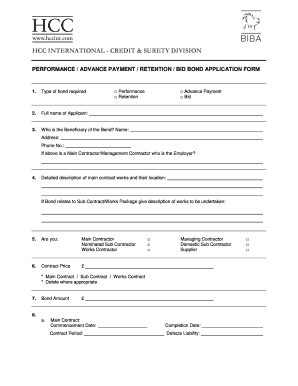 Original Surety Bond Form